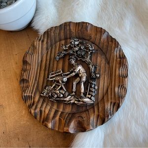 Vintage Wooden Wall Art Wood Cutter With A Tree and Woodland Animals Acrylic